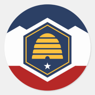 Redondo Adesivo com a Bandeira de Utah, EUA