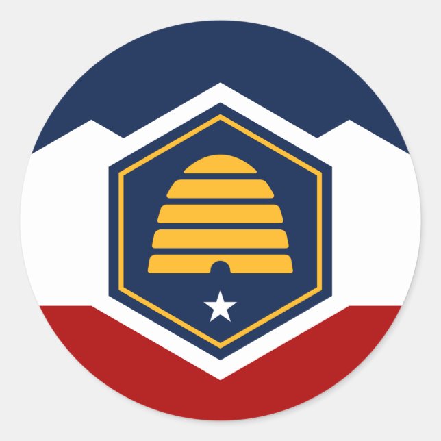 Redondo Adesivo com a Bandeira de Utah, EUA (Frente)