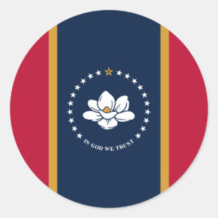 Redondo Adesivo com a Bandeira do Estado do Mississippi, E