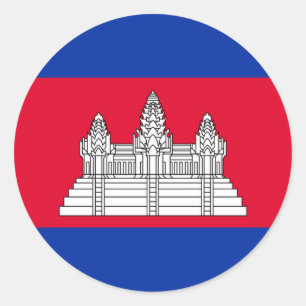 Redondo Adesivo com bandeira do Camboja