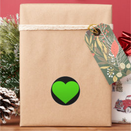 Redondo adesivo com coração verde