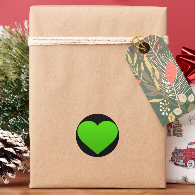 Redondo adesivo com coração verde (Feriado)