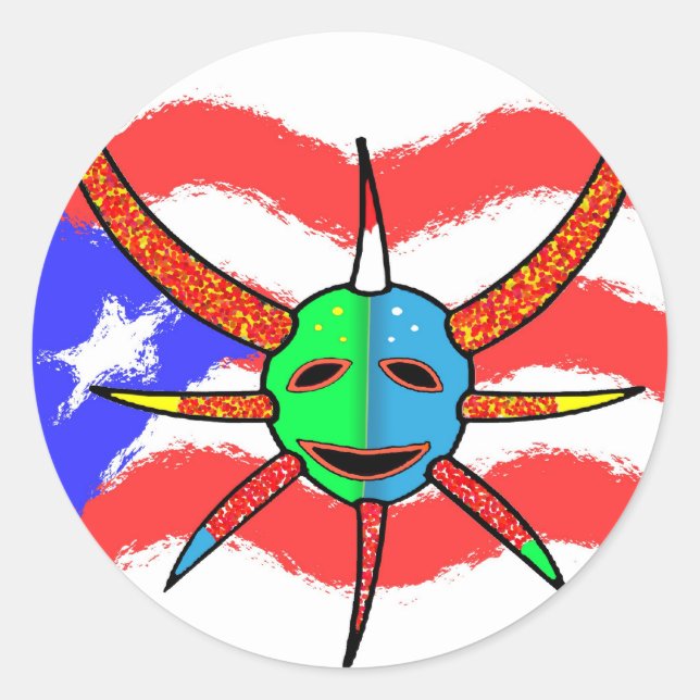 Redondo adesivo com máscara de vejigante (Frente)