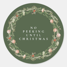 Redondo Adesivo com Moldura Floral de Natal Clássico