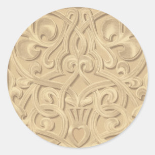 Redondo Adesivo com Trabalho de Rolo Dourado Ornamentado