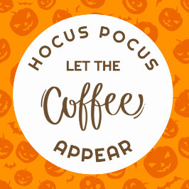 Redondo Adesivo comercial do Café Hocus pocus Halloween
