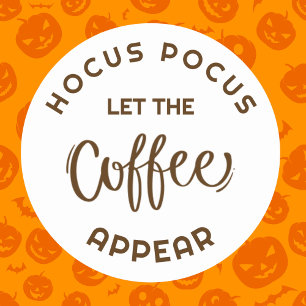 Redondo Adesivo comercial do Café Hocus pocus Halloween