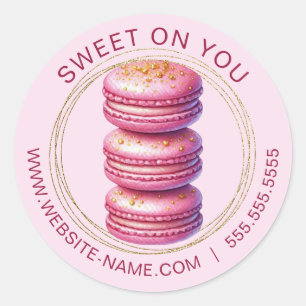 Redondo Adesivo cor-de-rosa de Macaron com borda brilhante