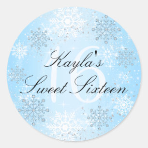 Redondo Adesivo Crystal Snow Winter Wonderland Sweet 16