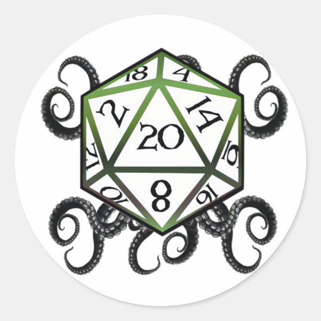 Redondo Adesivo Cthulhu D20 (Frente)