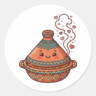 Redondo Adesivo Cultural de Comida Marroquina Tajine Kawai