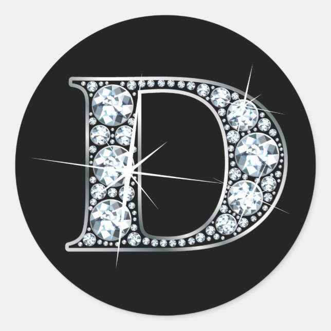 Redondo Adesivo "D" Faux-"Diamond Bling" (Frente)