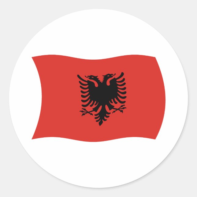 Redondo Adesivo da Bandeira da Albânia (Frente)