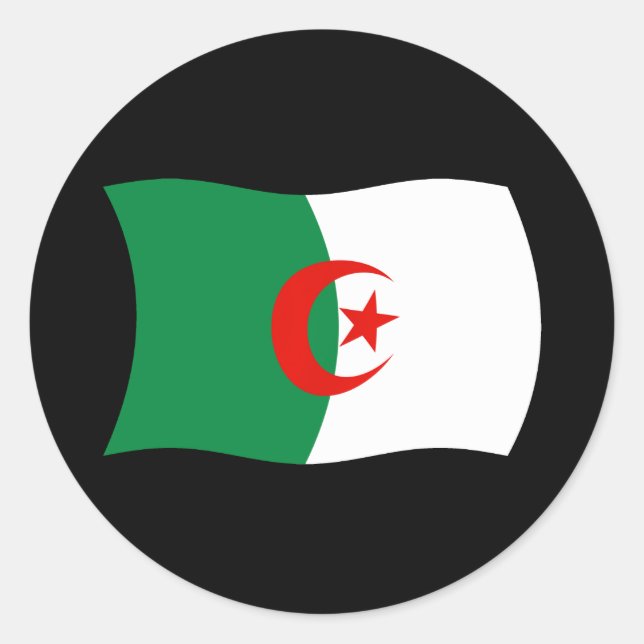 Redondo Adesivo da Bandeira da Argélia (Frente)