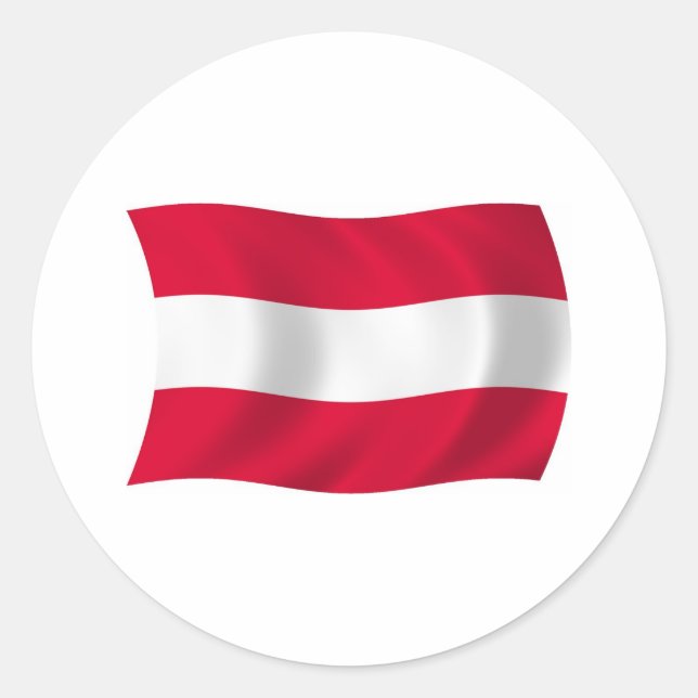 Redondo Adesivo da Bandeira da Áustria (Frente)