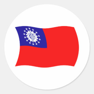 Redondo Adesivo da Bandeira da Birmânia
