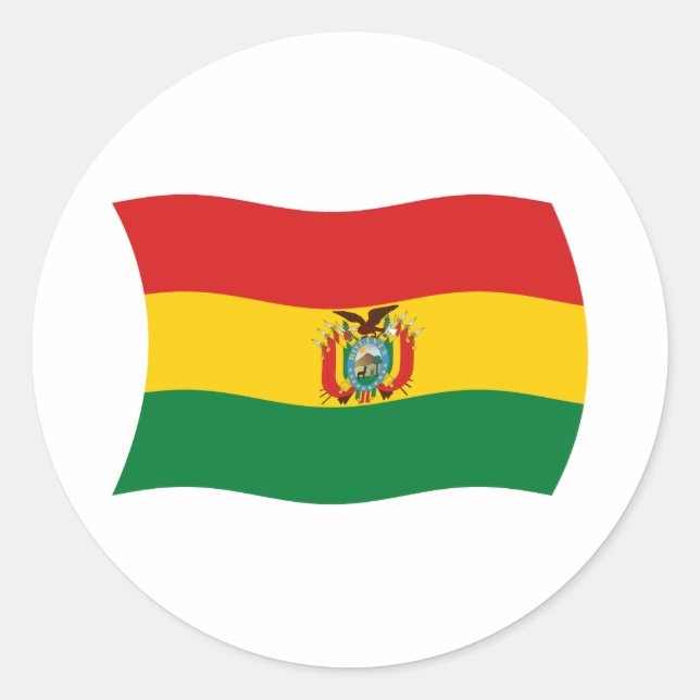Redondo Adesivo da Bandeira da Bolívia (Frente)