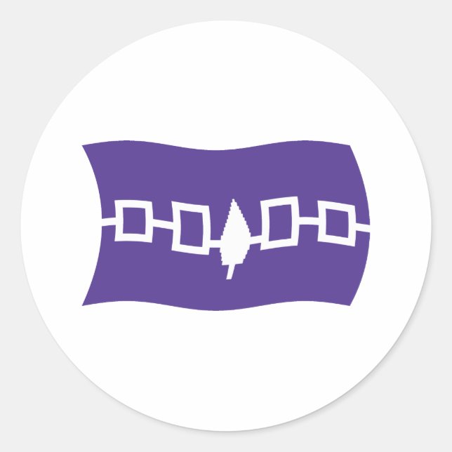 Redondo Adesivo da Bandeira da Confederação Iroquesa (Frente)