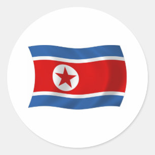 Redondo Adesivo da Bandeira da Coreia do Norte