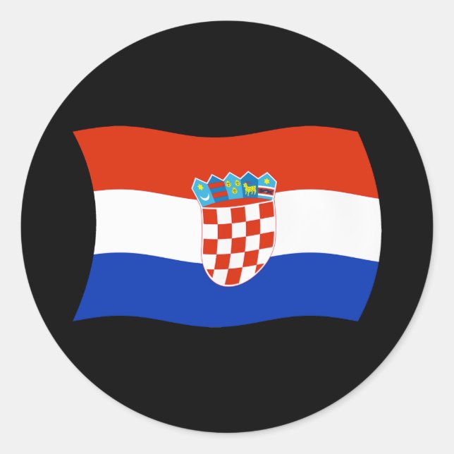 Redondo Adesivo da Bandeira da Croácia (Frente)