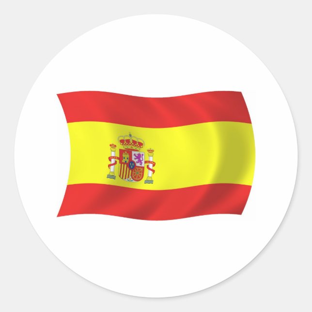Redondo Adesivo da Bandeira da Espanha (Frente)