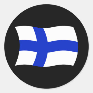 Redondo Adesivo da Bandeira da Finlândia