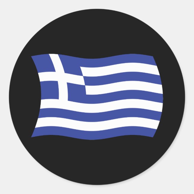 Redondo Adesivo da Bandeira da Grécia (Frente)