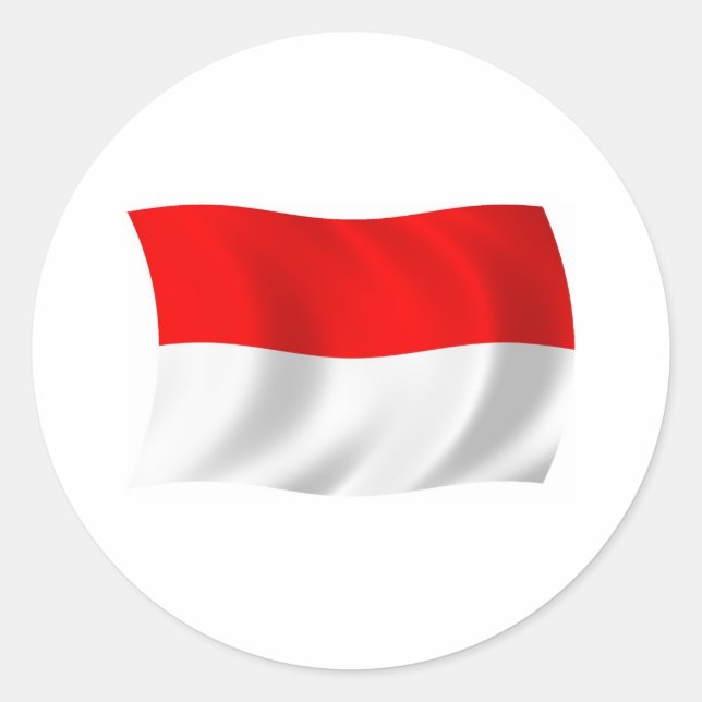 Redondo Adesivo da Bandeira da Indonésia (Frente)