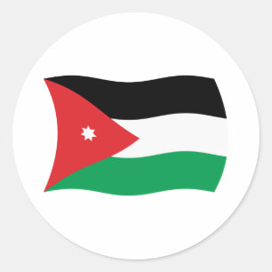 Redondo Adesivo da Bandeira da Jordânia