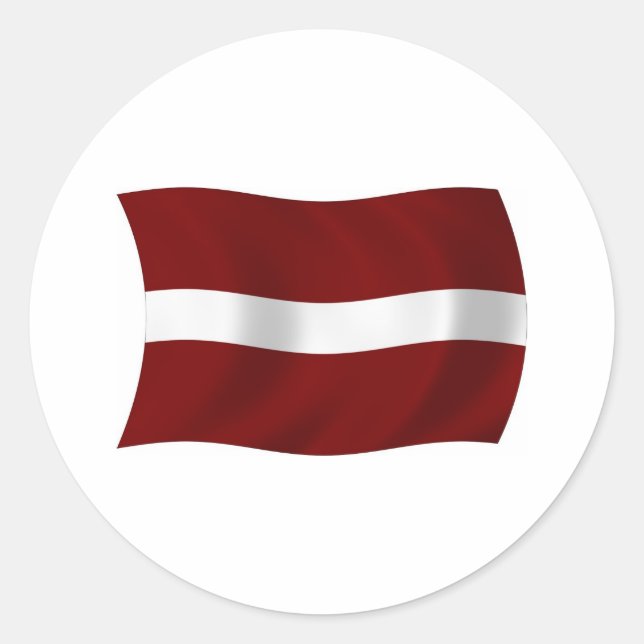 Redondo Adesivo da Bandeira da Letônia (Frente)