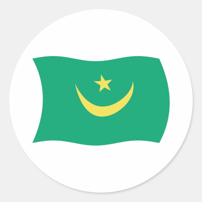 Redondo Adesivo da Bandeira da Mauritânia (Frente)