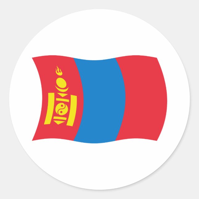 Redondo Adesivo da Bandeira da Mongólia (Frente)