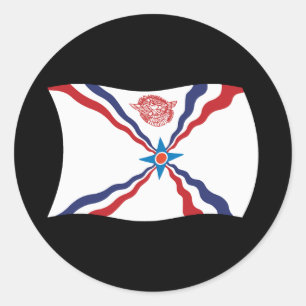 Redondo Adesivo da Bandeira da Nação Assíria