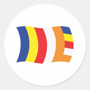 Redondo Adesivo da Bandeira da Religião Budista