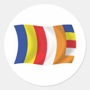 Redondo Adesivo da Bandeira da Religião Budista
