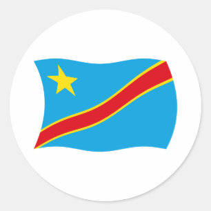 Redondo Adesivo da bandeira da República Democrática do Co