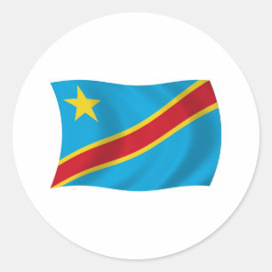 Redondo Adesivo da Bandeira da República Democrática do Co