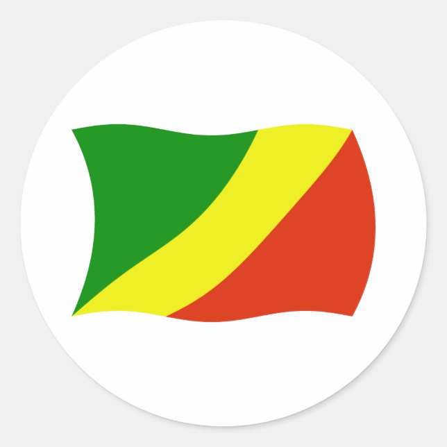 Redondo Adesivo da Bandeira da República do Congo (Frente)
