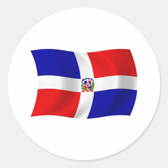 Redondo Adesivo da Bandeira da República Dominicana (Frente)