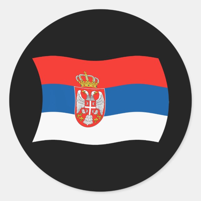 Redondo Adesivo da Bandeira da Sérvia (Frente)