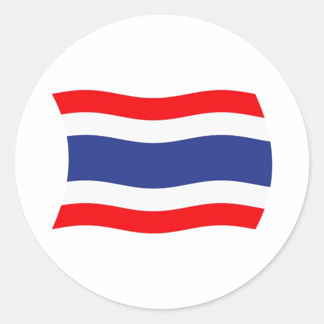 Redondo Adesivo da Bandeira da Tailândia (Frente)