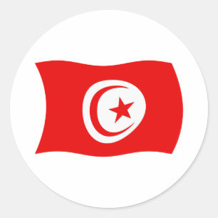 Redondo Adesivo da Bandeira da Tunísia