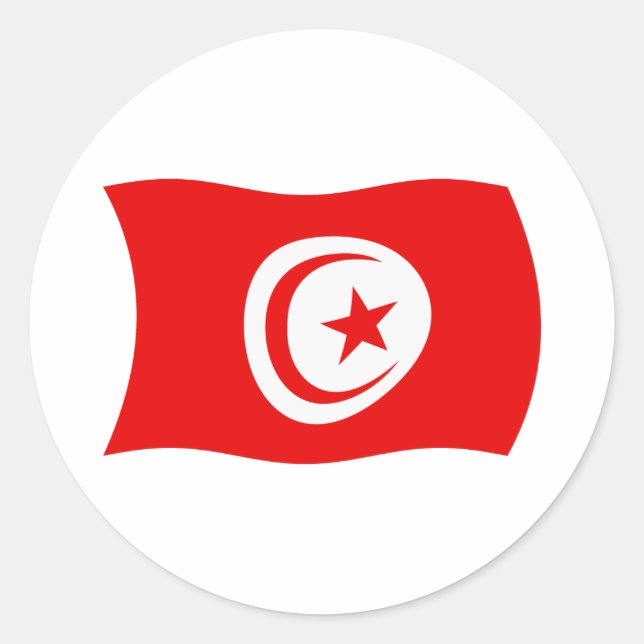 Redondo Adesivo da Bandeira da Tunísia (Frente)