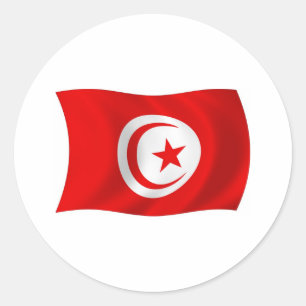 Redondo Adesivo da Bandeira da Tunísia
