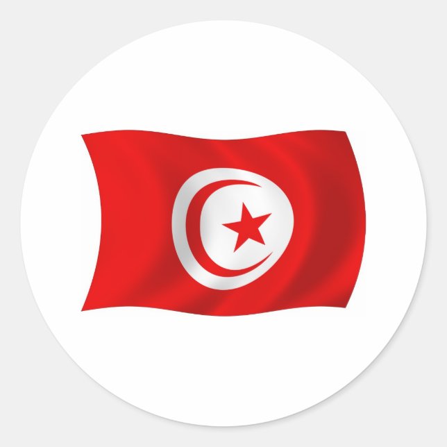 Redondo Adesivo da Bandeira da Tunísia (Frente)