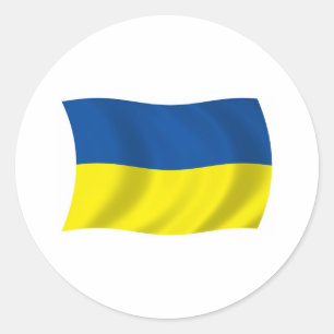 Redondo Adesivo da Bandeira da Ucrânia