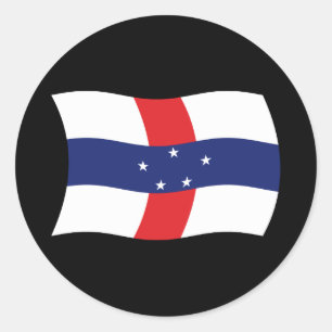 Redondo Adesivo da Bandeira das Antilhas Neerlandesas