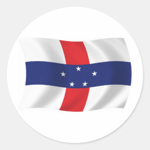 Redondo Adesivo da Bandeira das Antilhas Neerlandesas