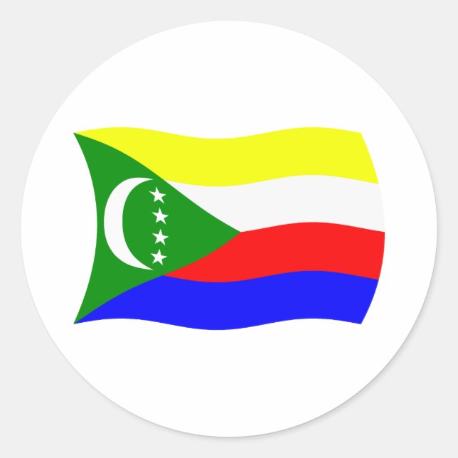 Redondo Adesivo da Bandeira das Comores (Frente)