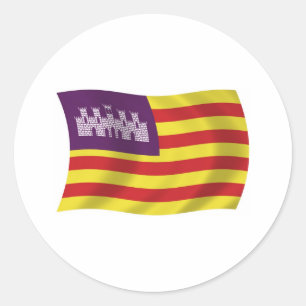 Redondo Adesivo da Bandeira das Ilhas Baleares